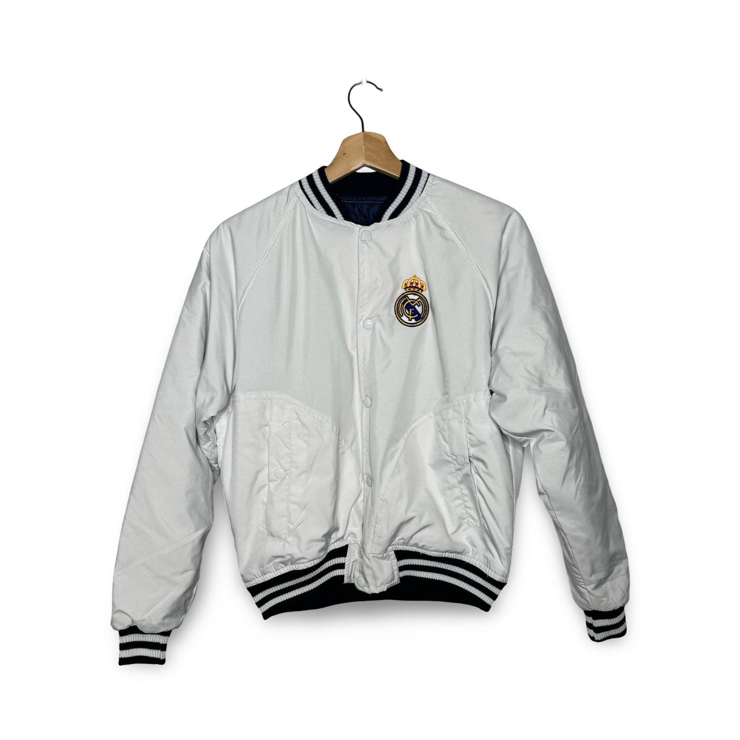 White retro bomber jacket from Real Madrid