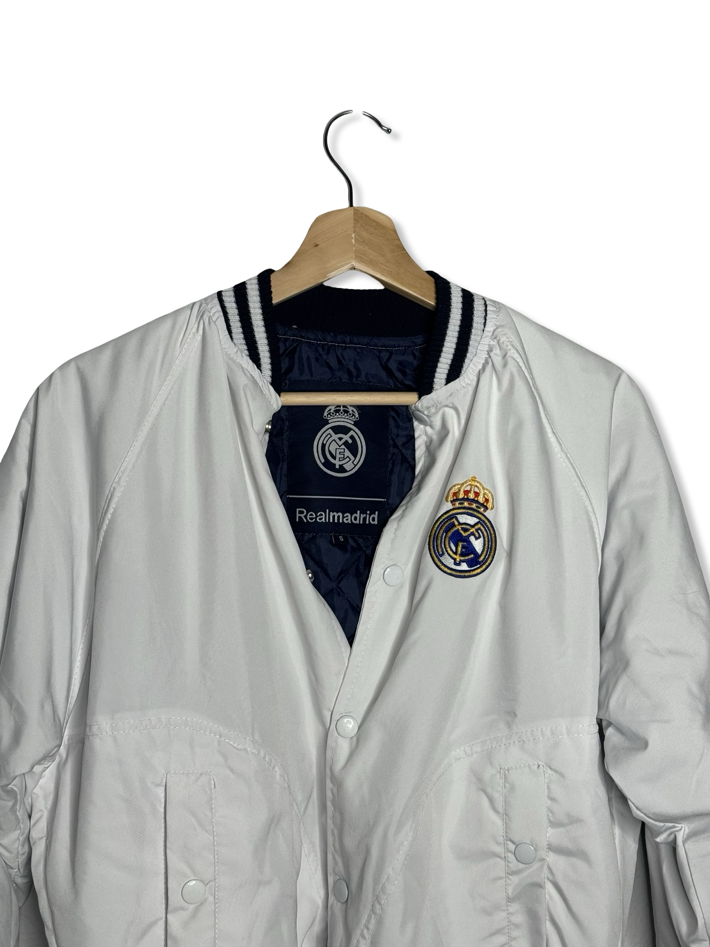 White retro bomber jacket from Real Madrid