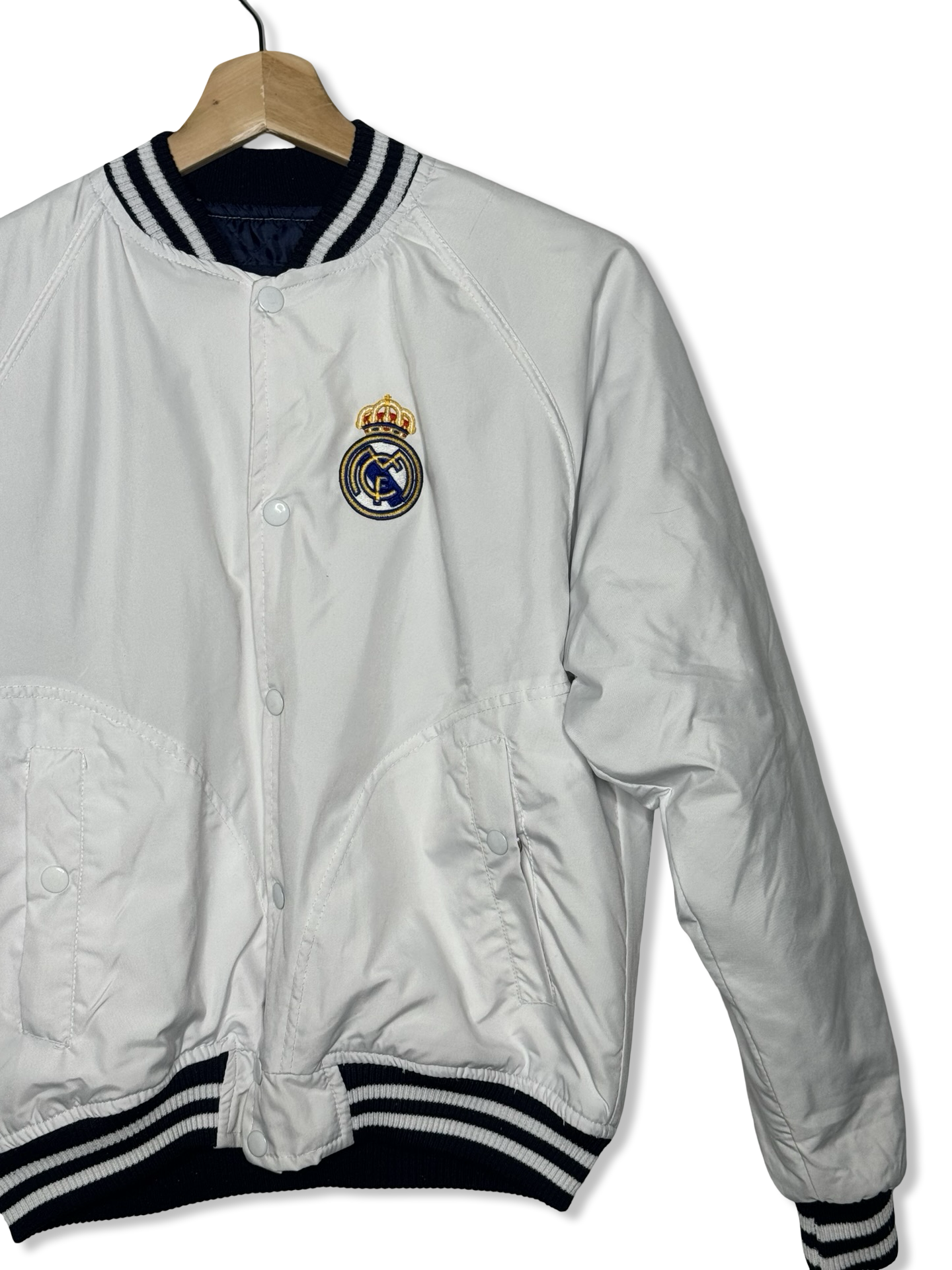 White retro bomber jacket from Real Madrid